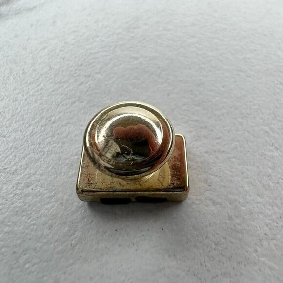 Vintage Gold Tone and Black Inlay Tuxedo Shirt Stud Button One 1 Single - Picture 7 of 7